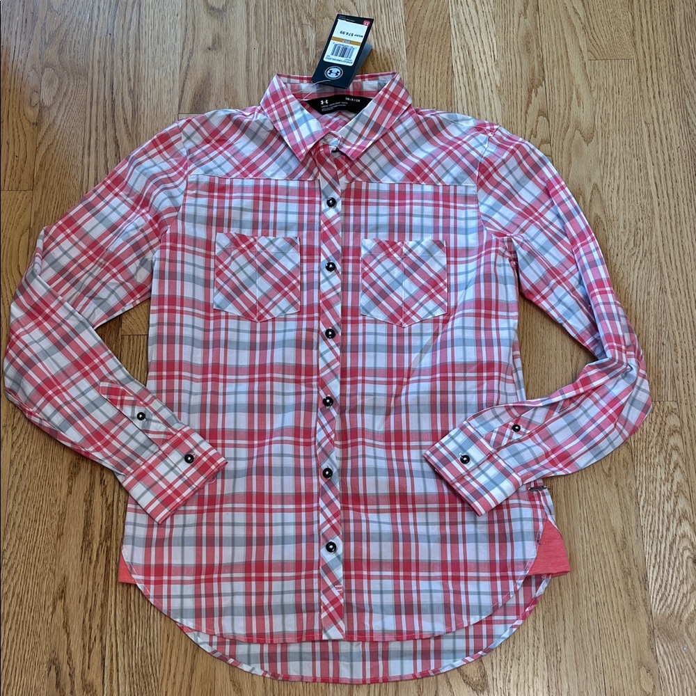 Under Armour casual button down plaid shirt size Small NWT
